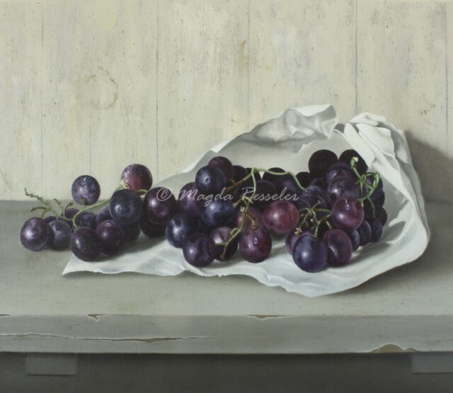 Leopold druiven in een zak - olieverf op canvas - 55 x 75 cm